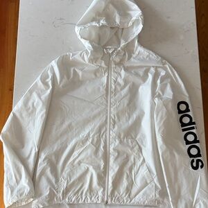 Adidas Kids White Windbreaker with Black Logo